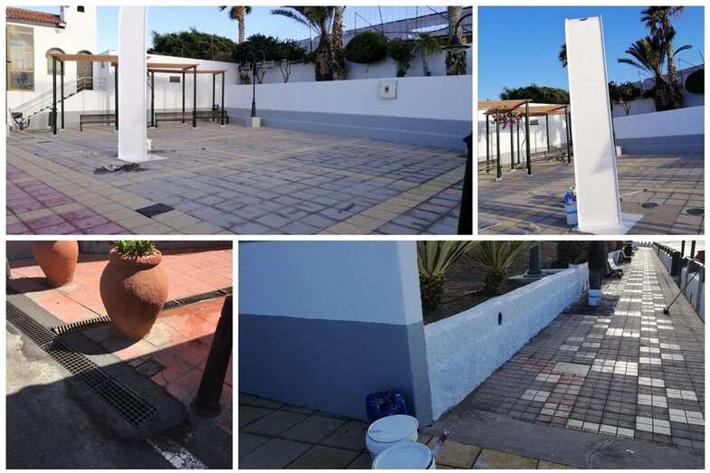 Plaza del Cristo de la playa de Ojos de Garza, donde tendrá lugar esta tarde el homenaje a las víctimas del fatídico vuelo de Spanair (Foto TA)